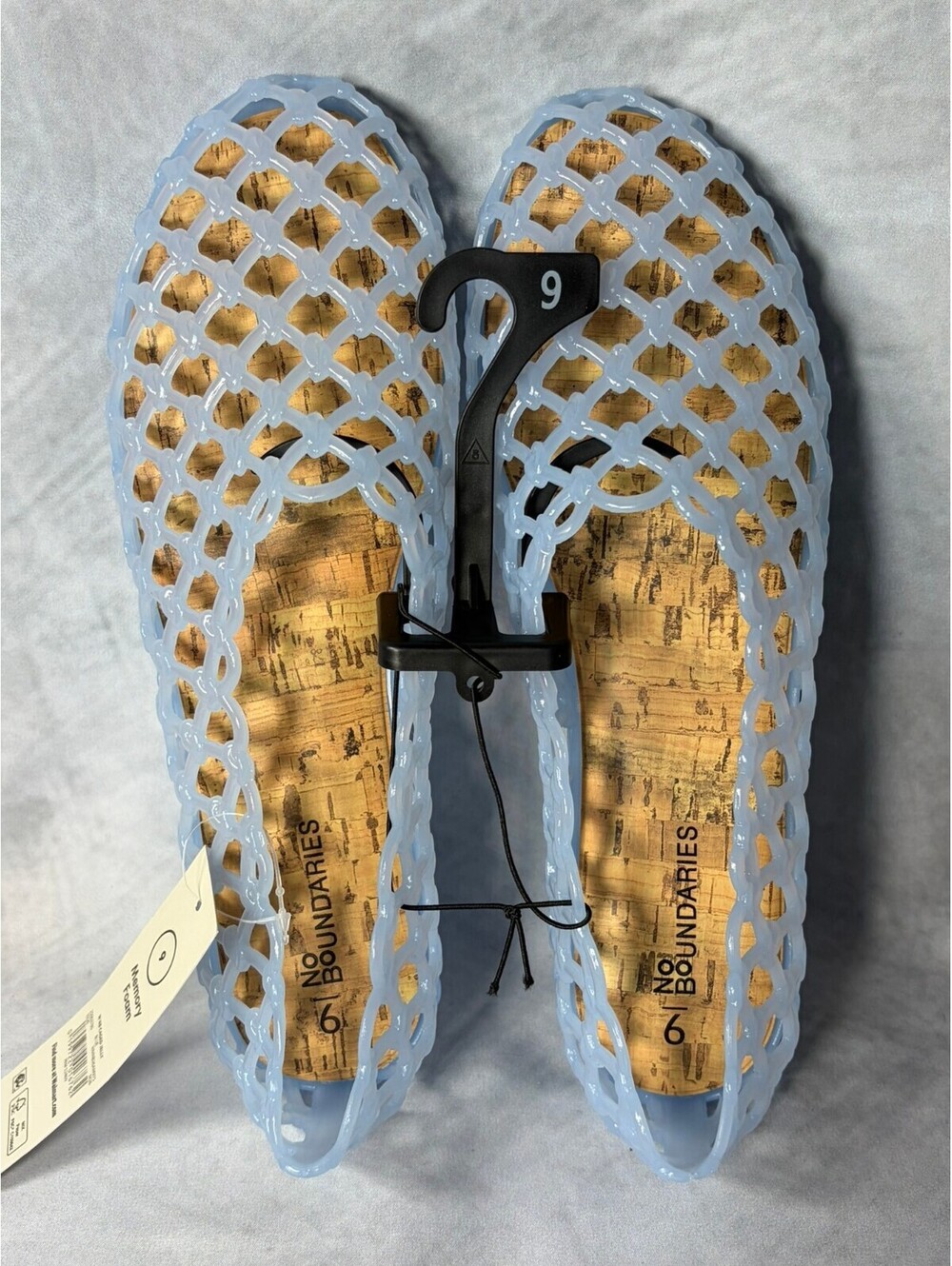No Boundaries Women’s Caged Jelly Ballet Flats Blue Size 9 Cork Look New